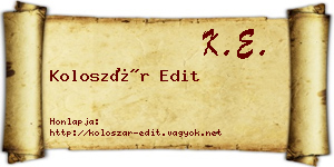Koloszár Edit névjegykártya